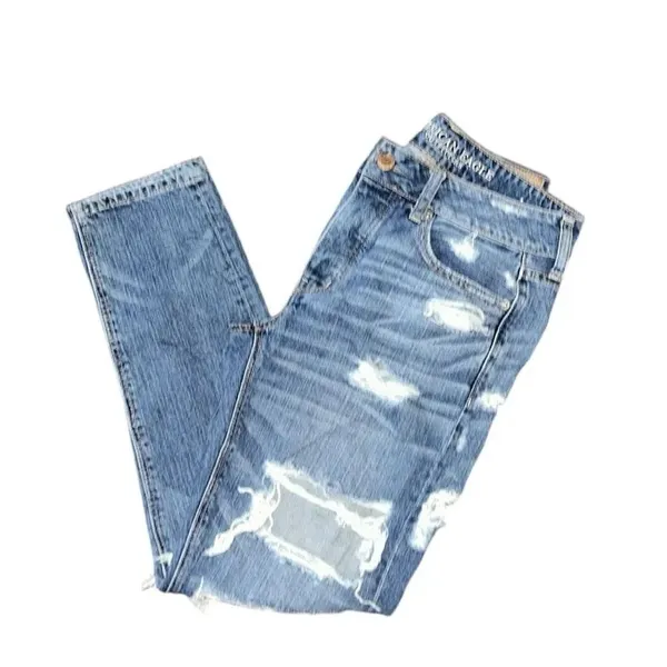 American Eagle Outfitters Blue Distressed Ankle Length Jeans(Size 6) - Image 3