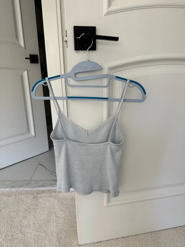 Brandy Melville Striped Lace Tank Top Blue - Image 3