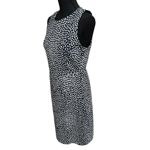 J. Crew Women's Size 8 Polka Dot Dress Black‎ & White Sleeveless Minimalist - Image 2