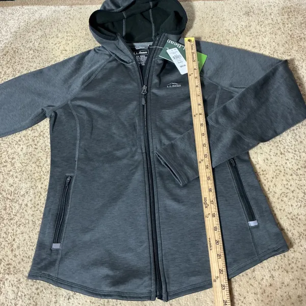 NEW LL Bean Stretch Tech Hoodie Womens XS Alloy Gray Full Zip Performance Jacket - Image 2