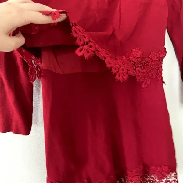 Zara Woman red lace floral dress long sleeved vintage style classic comfortable - Image 5