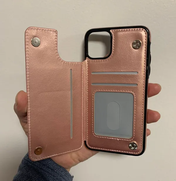 iPhone 12Pro Max Fashion Flip Cards Holder Wallet Case Rose Gold - Image 8