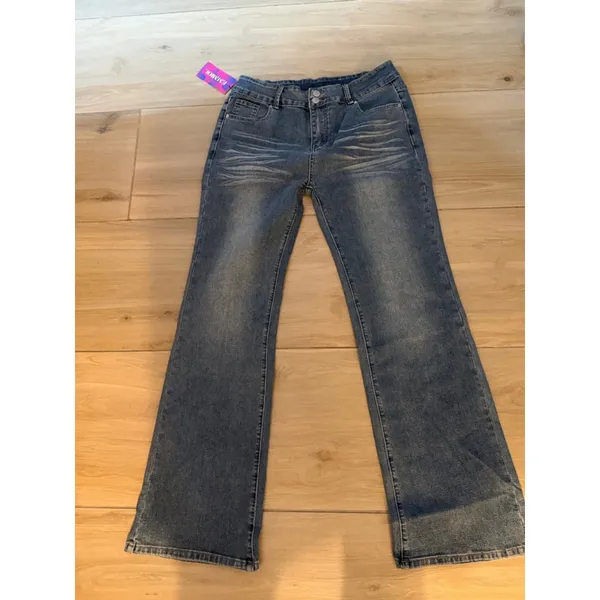 NEW Mid Rise Flare Jeans Stretchy Y2k Boyfriend Bootcut Baggy 31/31 - Image 3