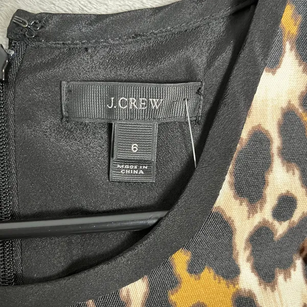 J. Crew‎ A-Line Leopard Print Shift Mini Dress Size 6 Black Brown Sleeveless New - Image 6