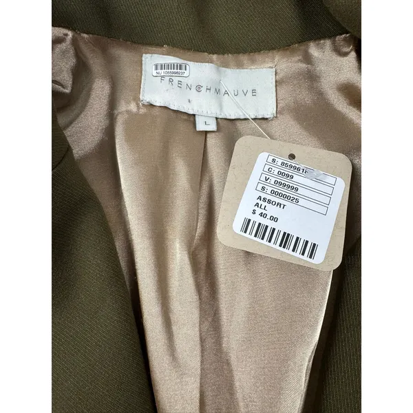 FrenchMauve Issac Layered Blazer Olive Green Oversized Lined Jacket Large - Image 9