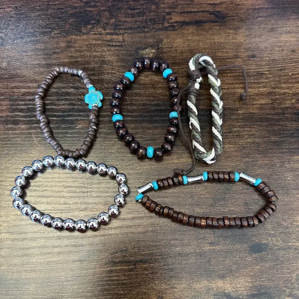 Turquoise & Brown Boho Layered Bracelet Set - Image 3