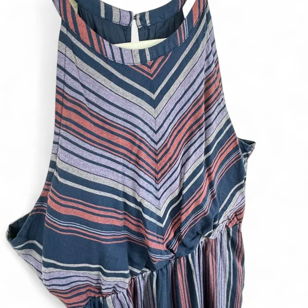 Carve Designs Womens Mabel Navy Deckside Small Organic Cotton Striped Midi Dress - Image 4
