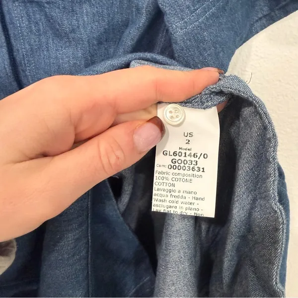 G. Label by Goop (gwyn) Blue Denim Chambray Short Sleeve Dress 2 - Image 6
