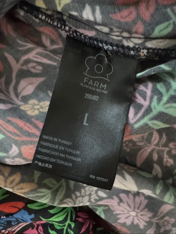 FARM Rio Tropical Garden Midi Dress V-Neck Viscose Size Large Retail $275🌺 - Image 12