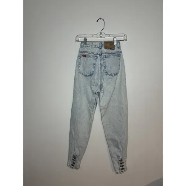 Vtg Jordache womans blue skinny jeans light wash Mom jeans button flap 2 80s - Image 3