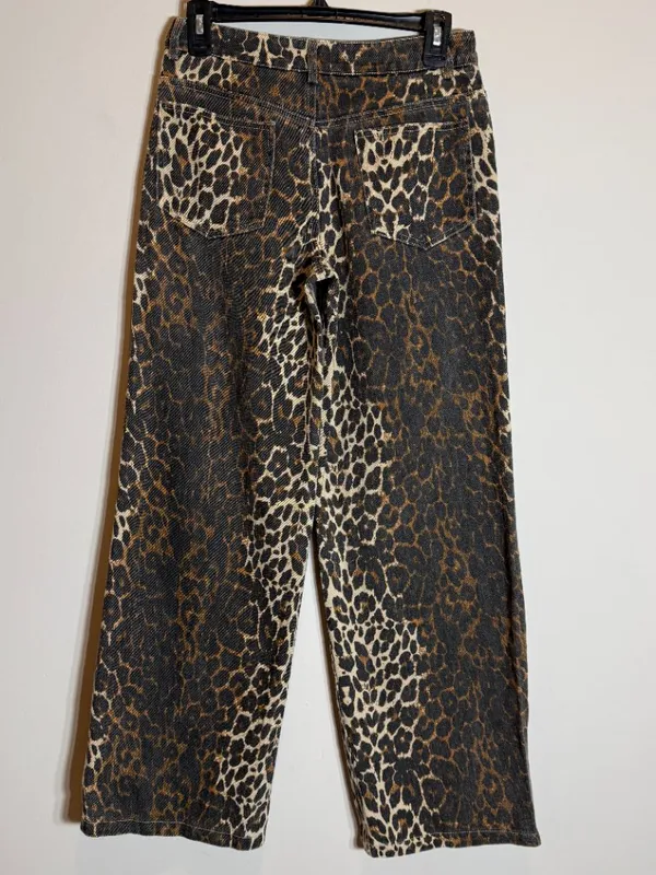 Edikted Leopard Printed Low Rise Baggy Jeans Women's XS Festival Fun Bold Trendy - Image 11