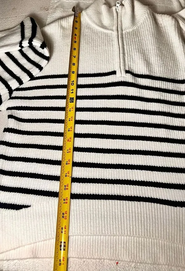 French Connection Stripe Half Zip Sweater Size Medium - Image 7