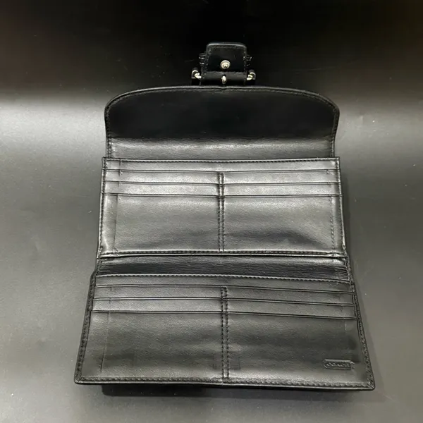 Vintage COACH Soho Black Leather Buckle Trifold Wallet - Image 5