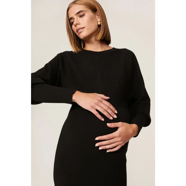 Ripe Sloane Black Knit Long Sleeve Crewneck Sweater Midi Dress Maternity Large - Image 4
