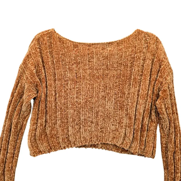 Yellow Crop Chenille Ribbed Y2K Favlux Vintage‎ Academia Cozy Sweater Small - Image 8