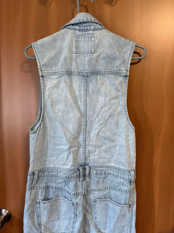 Free People - We The Free Blue Fast Car Sleeveless Denim Utility Jumpsuit Sz: S - Image 11