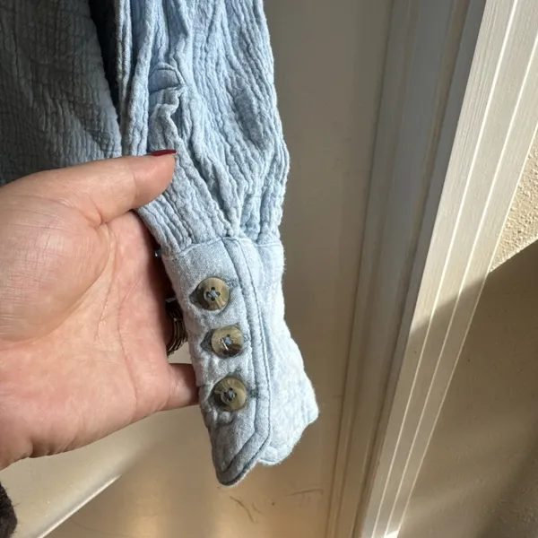 Free People We The Free Small Cardiff Top Button Oversized Blue Euc Spring READ - Image 4