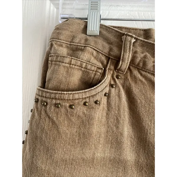 Lauren‎ Ralph Lauren Studded Straight Jeans 10P Tan Boho Western Cotton Size 10P - Image 4