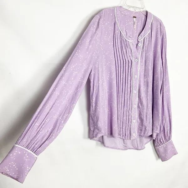 Free People Womens Top S Star Print Oversized Pin Tuck Boho Relaxed Minimalist - Image 6