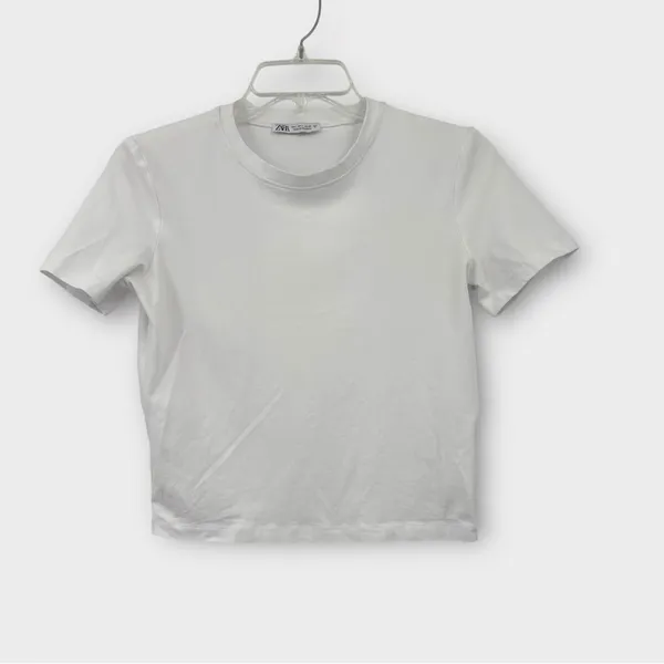 Zara White Crop T-Shirt - Image 2