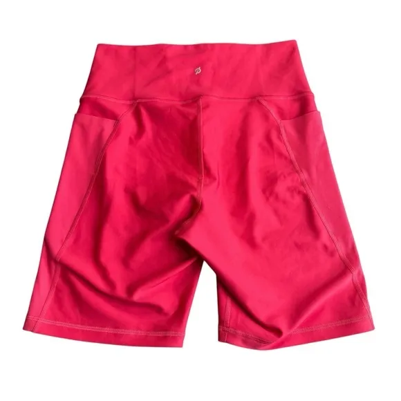 Peloton Women’s M Endurance Rib Highrise Biker Shorts Bright‎ Pink Pockets NWT - Image 2