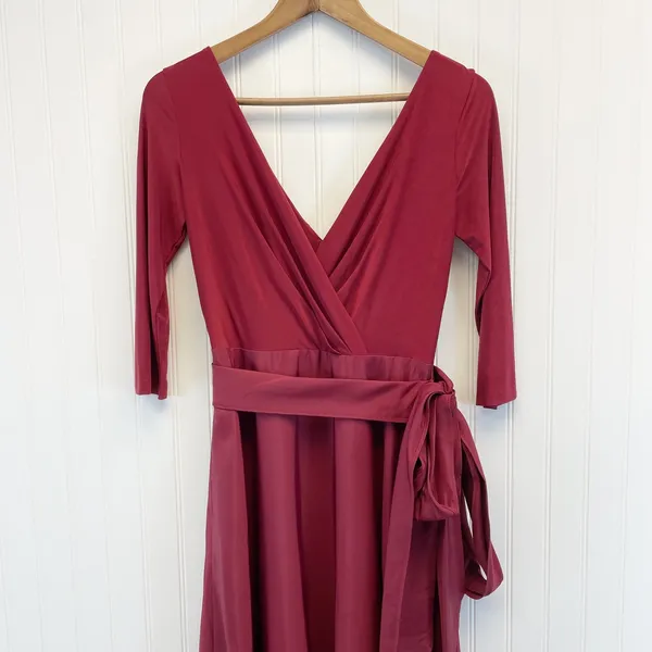 Alfred Sung Jersey‎ Mikado Gown Dress Womens 4 Burgundy Formal Holiday Gala - Image 4