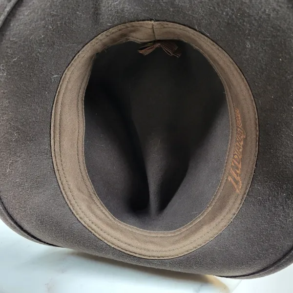Indiana Jones Brand Wool Hat Mens Small Brown Stylish Bow Ribbon Band 12" Fedora - Image 12