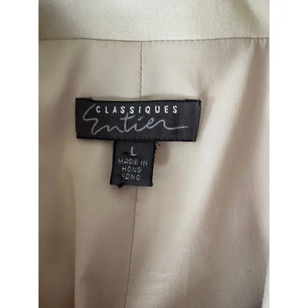 Classiques Entier Vintage Women's Beige Trench‎ Coat, Collared, Size Large - Image 4