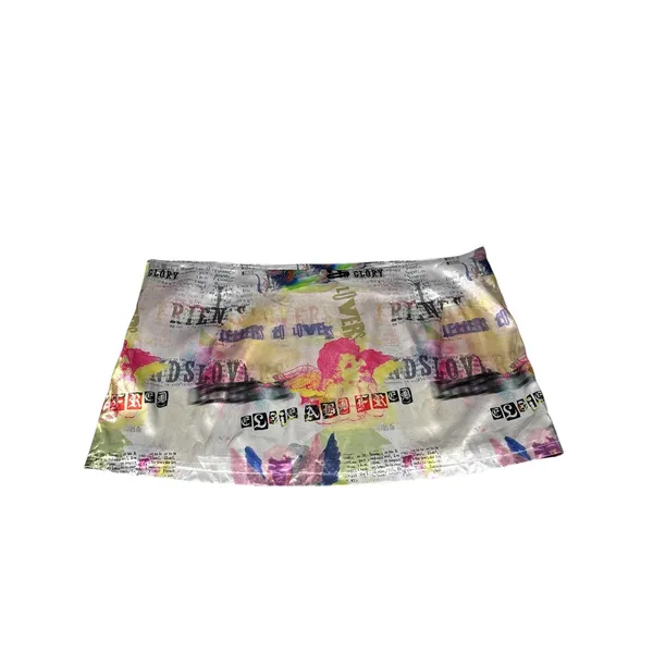 Elsie & Fred Urban Outfitters UO Cherub Satin Mini Skirt XL Metallic Y2K Print - Image 5