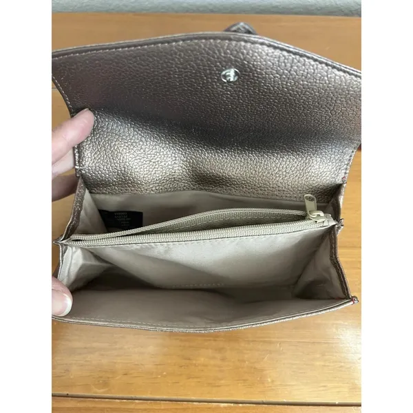 Vtg Wilsons Leather Bifold Wallet For‎ Women Leather Rose Gold Tone - Image 7