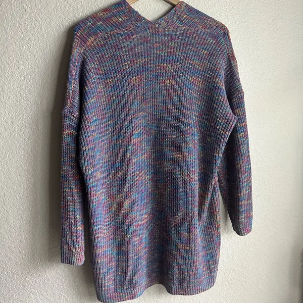 💙Dreamers Blue Marled Colorful Knit Cardigan - Image 3