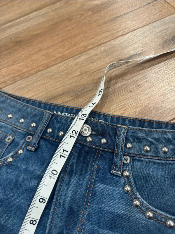 AMERICAN EAGLE Western Studded Festival High-rise Denim Mini Skirt | Size 6 - Image 6