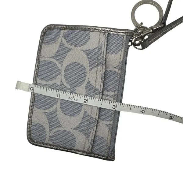 COACH Gray Coated Canvas Card Holder Wallet Wristlet - Image 8