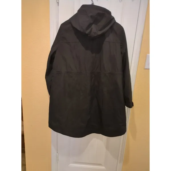DKNY Womens Water Resistant Black Raincoat Hooded Parka Jacket, Size XXL - Image 12