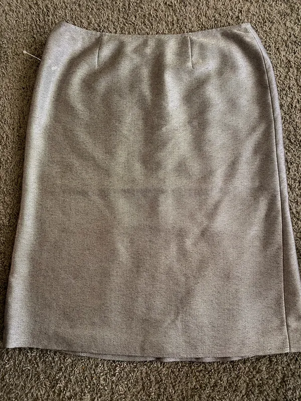 Silver color-Classic Women's Neutral Pencil Skirt -mixed with wool - Image 2