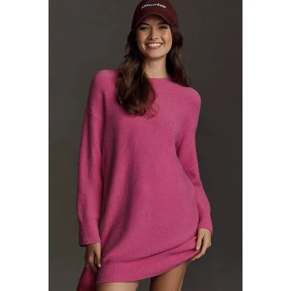 Daily Practice Anthropologie Pink Fuzzy Sweater Dress Medium Cozy‎ Lounge - Image 3