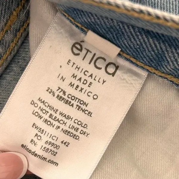 etica devon crop wide leg light wash jeans| sz 25 raw hem eco denim - Image 7