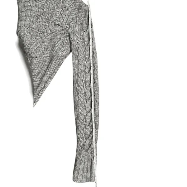 Abercrombie Sweater Wool Angora Cable Knit Turtleneck Y2K Preppy Gray Medium - Image 11