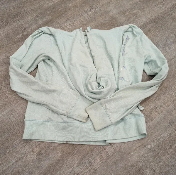 Victoria's Secret PINK Light Blue Zip Up Hoodie Size Large - Image 7