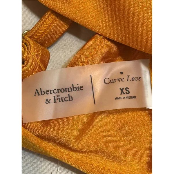 Abercrombie & Fitch Curve Love Satin Orange Ruffle Strap Bikini Set Women’s XS - Image 6