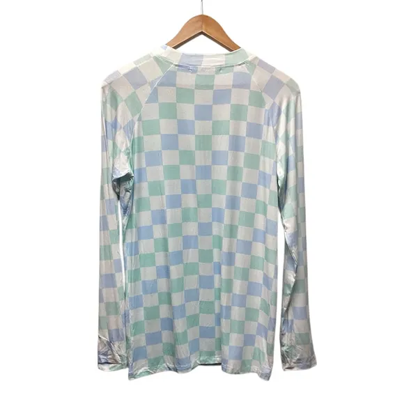 Michelle Mae Checkered Long Sleeve buttery soft rayon blend Top size large - Image 7