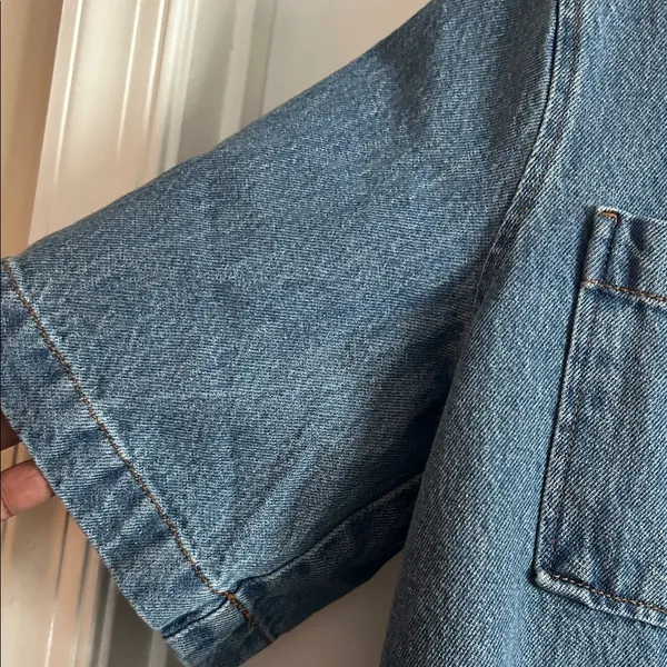 Future Collective Blue Denim Short Sleeve Polo Dress - Image 7