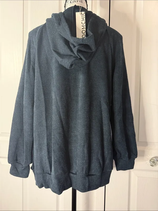 BloomChic Deep Teal Zip Hoodie Blue Size 10 - Image 3