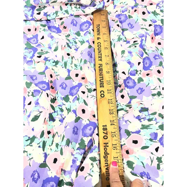Kori Plus Floral Wide Leg Jumpsuit Women XL Purple Pink Ruffle Tie Back Flowy - Image 9