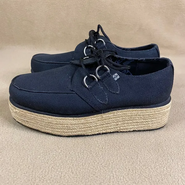 TUK Footwear Black Canvas Platform Shoe‎ Sneaker Lace Up Women's Casual US 7 EUC - Image 4