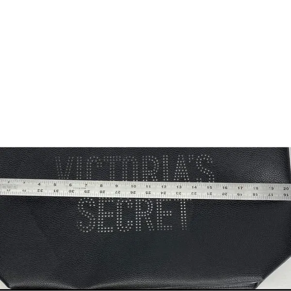 Victoria's Secret Faux Leather Travel Weekender Tote Bag w/ Tassel Black NWT. - Image 5