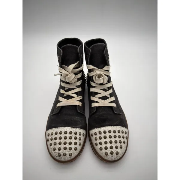 Dr Martens Hackstud Studded Canvas Black Spike Grunge Crackle Boots UK6 EU39 US8 - Image 2
