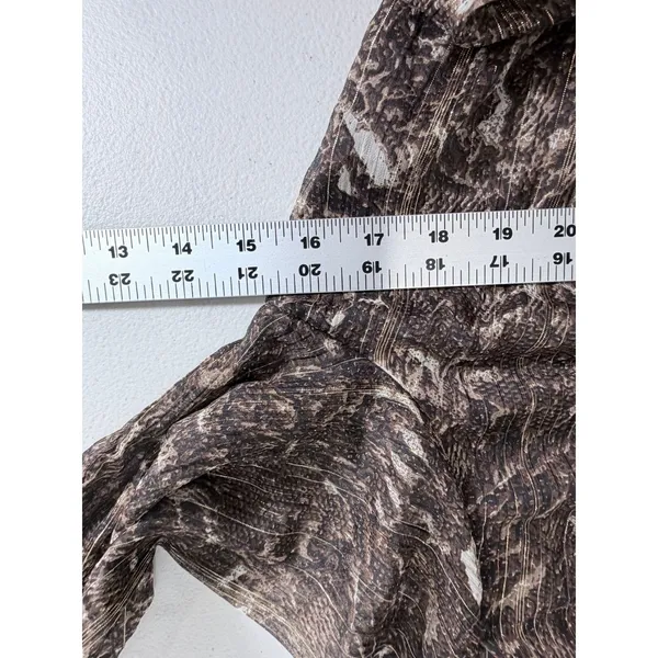 Greenpoint Brown Animal Print Metallic Lurex Smocked Midi Dress 42 XL‎ - Image 13
