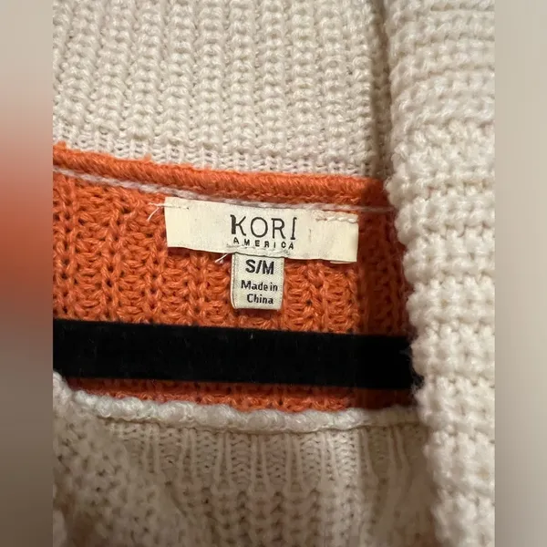 Kori Cream and Orange Turtleneck Sweater - Image 2