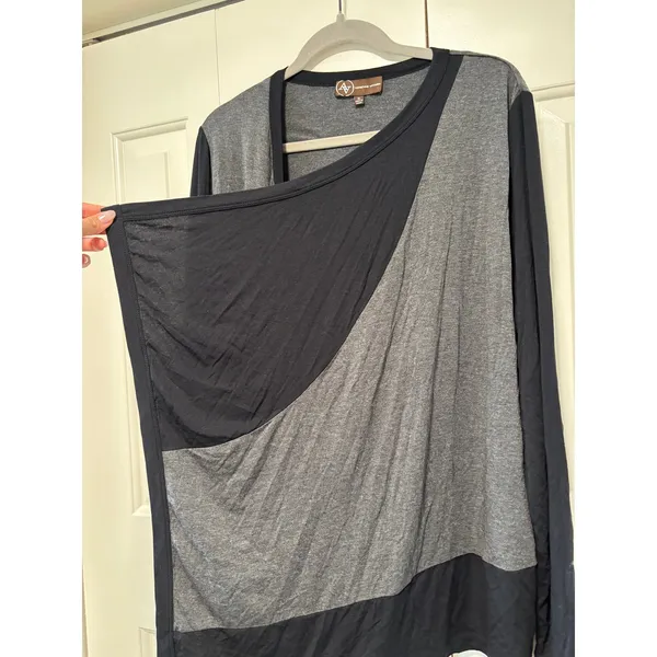Adrienne Vittadini Women's Draped Open Front Cardigan Black Gray XL - Image 4